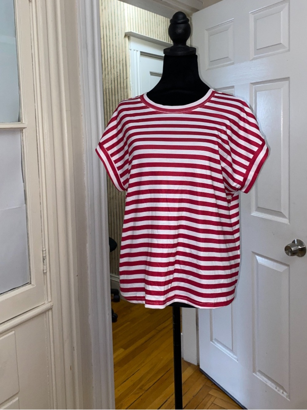 SweatyRocks red and White Striped T-Shirt sleeveless top